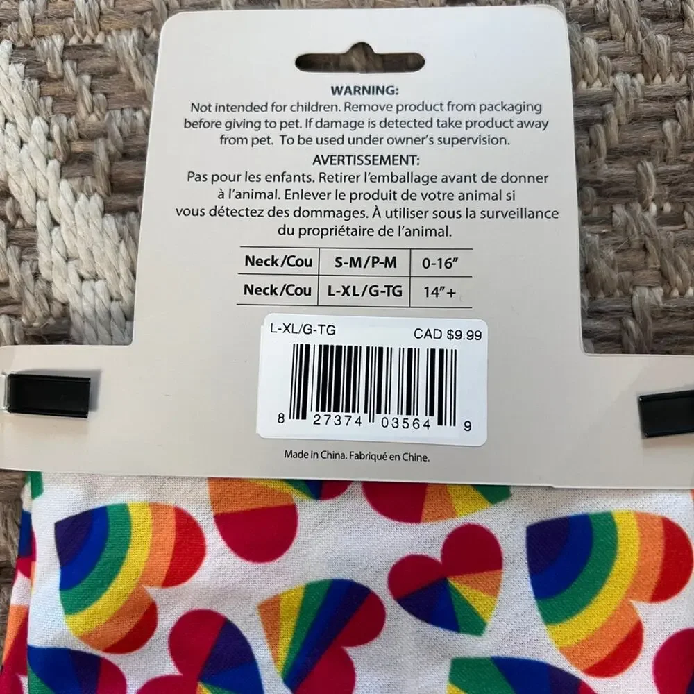 Dog Bandana Print: Rainbow hearts Sz L-XL